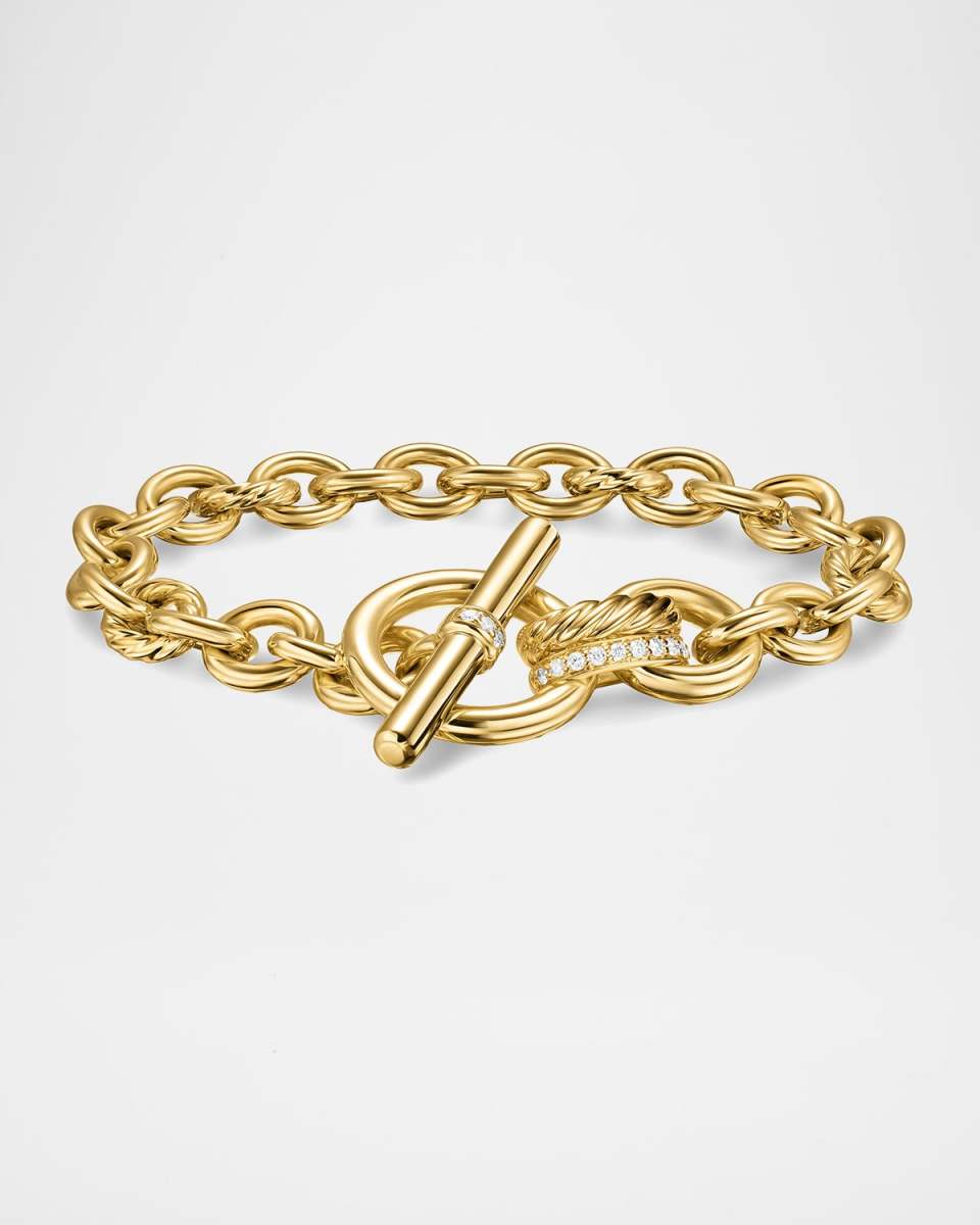 DY Mercer Single-Row Toggle Necklace with Diamonds and 18K Gold in Silver, 8-12.5mm